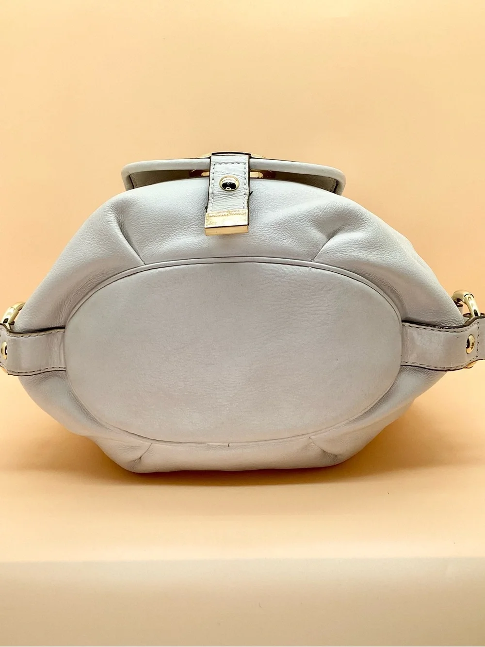 Michael Kors Cream Leather Hobo with Gold MK Emblem